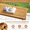 Acacia Wood Patio Picnic Table Set With 2 Benches Umbrella Hole Natural